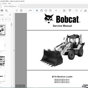 BOBCAT B730 Backhoe Loader Service Manual  SN B53S11000 PDF DOWNLOAD