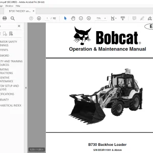 BOBCAT B730 Backhoe loader Operation & Maintenance Manual SN B53R11001 PDF DOWNLOAD