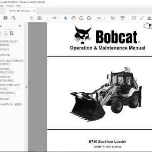 BOBCAT B730 Backhoe loader Operation & Maintenance Manual SN B57G11001 PDF DOWNLOAD