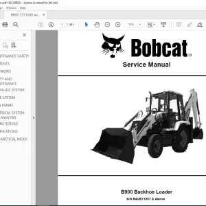 BOBCAT  B900 Backhoe Loader Service Manual SN B4UB11001 PDF DOWNLOAD