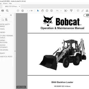 BOBCAT B900 Backhoe loader Operation & Maintenance Manual SN B4UB11001 PDF DOWNLOAD