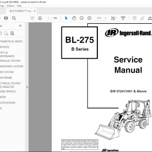 BOBCAT BL-275 B Series Ingersoll Rand Service Manual  SN 572411001 PDF DOWNLOAD