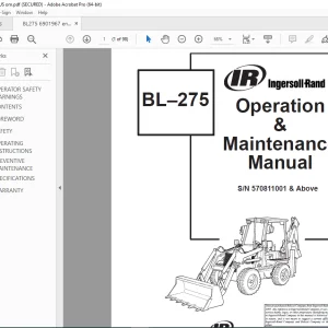 BOBCAT BL-275 Backhoe loader Operation & Maintenance Manual SN 570811001 PDF DOWNLOAD