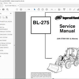 BOBCAT BL-275 Ingersoll Rand Service Manual SN 570811001 PDF DOWNLOAD