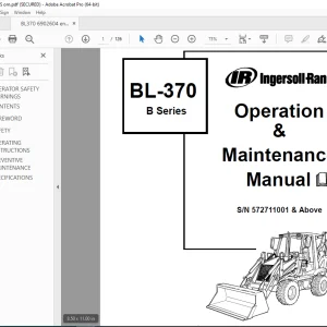 BOBCAT BL-370 B Series Ingersoll Rand Operation & Maintenance Manual SN 572711001 PDF DOWNLOAD