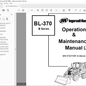 BOBCAT BL-370 B Series Ingersoll Rand Operation & Maintenance Manual SN 573211001 PDF DOWNLOAD