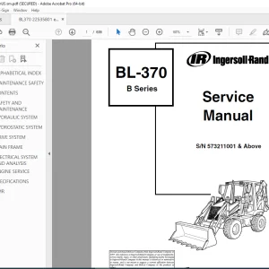 BOBCAT BL-370 B Series Ingersoll Rand Service Manual SN 573211001 PDF DOWNLOAD