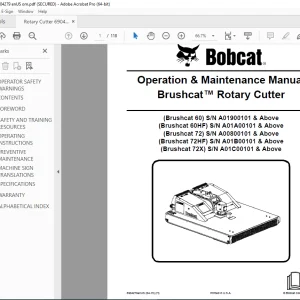 BOBCAT Brushcat™  60 60HF 72 72HF 72X Rotary Cutter Operation Manual 6904279 PDF DOWNLOAD