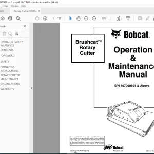 BOBCAT Brushcat™ Rotary Cutter Operation & Maintenance Manual SN 467000101 PDF DOWNLOAD
