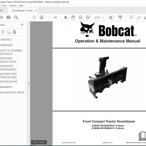BOBCAT FSB49 FSB62 Front Compact Tractor Snowblower Operation Manual 7420120 PDF DOWNLOAD