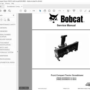 BOBCAT FSB49 FSB62 Front Compact Tractor Snowblower Service Manual 7420121 PDF DOWNLOAD