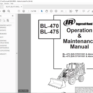 BOBCAT Ingersoll Rand BL 470 BL 475 loader Operation & Maintenance Manual 6902017 PDF DOWNLOAD