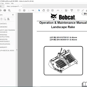 BOBCAT LR5B LR6B Landscape Rake Operation & Maintenance Manual 6724804 PDF DOWNLOAD