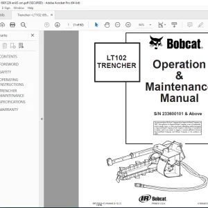 BOBCAT LT102 TRENCHER  Operation & Maintenance Manual SN 233600101 PDF DOWNLOAD