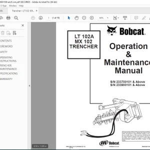 BOBCAT LT102A MX 102 TRENCHER  Operation & Maintenance Manual 6901506 (12–01) PDF DOWNLOAD