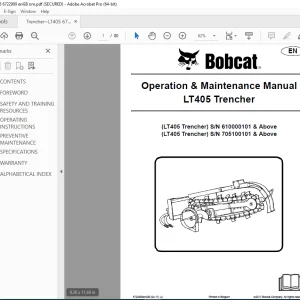 BOBCAT LT405 TRENCHER  Operation & Maintenance Manual 6722909 PDF DOWNLOAD