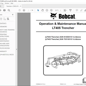 BOBCAT LT405 Trencher Operation & Maintenance Manual 6722909 PDF DOWNLOAD 1