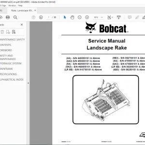 BOBCAT Landscape Rake Service Manual 6900890 (11-12) PDF DOWNLOAD