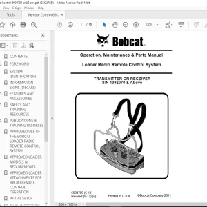BOBCAT Loader Radio Remote Control System TRANSMITTER OR RECEIVER Operation Maintenance & Parts Manual 6904709 PDF