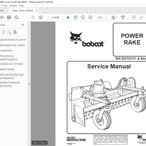 BOBCAT POWER RAKE Service Manual SN 925100101 & Above PDF DOWNLOAD