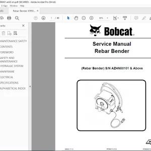 BOBCAT Rebar Bender Service Manual SN AZHN00101 & Above PDF DOWNLOAD