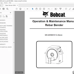 BOBCAT Rebar Bender Operation & Maintenance Manual SN AZHN00101 PDF DOWNLOAD