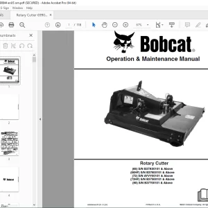 BOBCAT Rotary Cutter 66 66HF 72 72HF 80 Operation & Maintenance Manual 6990844 PDF DOWNLOAD