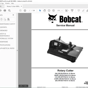 BOBCAT Rotary Cutter 66 66HF 72 72HF 80 Service Manual 6990870 PDF DOWNLOAD