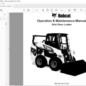 BOBCAT S66 Skid Steer Loader Operation & Maintenance Manual SN B51U11001 PDF DOWNLOAD