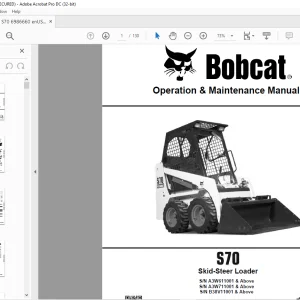 BOBCAT S70 Skid Steer Loader Operation & Maintenance Manual 6986660 PDF DOWNLOAD