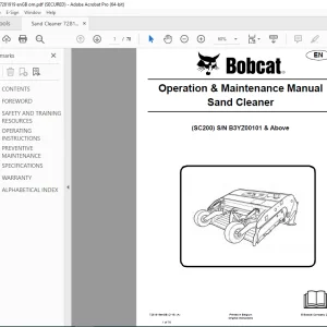 BOBCAT SC200 Sand Cleaner Operation & Maintenance Manual SN B3YZ00101 PDF DOWNLOAD