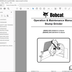 BOBCAT SG60 SGX60 Stump Grinder Operation & Maintenance Manual 6901089 PDF DOWNLOAD
