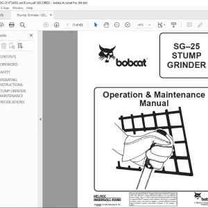 BOBCAT SG–25 STUMP GRINDER Operation & Maintenance Manual 6724382 (12-96) PDF DOWNLOAD