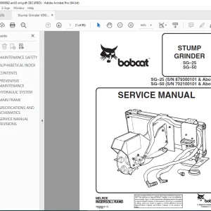 BOBCAT STUMP GRINDER SG–25 SG–50 Service Manual 6900892 (6-12) PDF DOWNLOAD