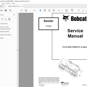 BOBCAT Seeder 72 Inch Service Manual SN 018000101 PDF DOWNLOAD