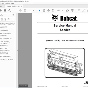 BOBCAT Seeder 72SSDR Service Manual SN AEUD00101 PDF DOWNLOAD