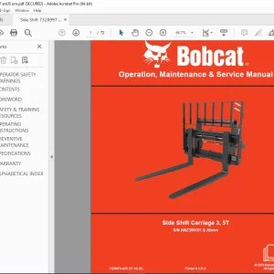 BOBCAT Side Shift Carriage 3 5T Operation Maintenance & Service Manual SN ANZ300101 PDF DOWNLOAD