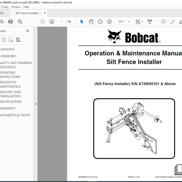 Bobcat S205 Skid-Steer Loader Operation & Maintenance Manual 6987013