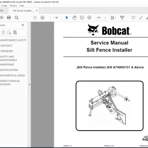 BOBCAT Silt Fence Installer Service Manual SN A74W00101 PDF DOWNLOAD