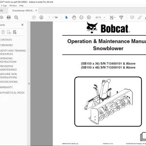 BOBCAT Snowblower SB150 x 36 SB150 x 48 Operation & Maintenance Manual 6902477 PDF DOWNLOAD