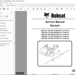 BOBCAT Sprayer 40 50 60 75 80 Service Manual 6902775 (6-13) PDF DOWNLOAD