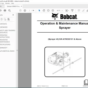BOBCAT Sprayer 40 Operation & Maintenance Manual SN A7W300101 PDF DOWNLOAD