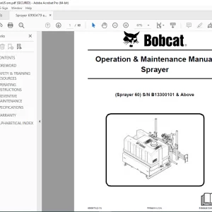BOBCAT Sprayer 60 Operation & Maintenance Manual SN B13300101 & Above PDF DOWNLOAD