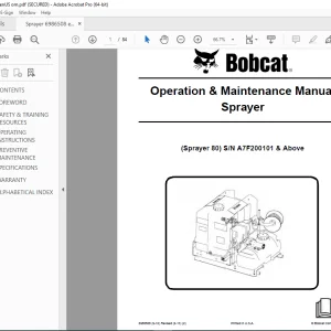 BOBCAT Sprayer 80 Operation & Maintenance Manual SN A7F200101 PDF DOWNLOAD