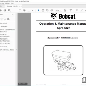 BOBCAT Spreader Operation & Maintenance Manual SN 006400101 PDF DOWNLOAD