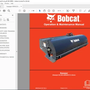 BOBCAT Sweeper 84  Operation & Maintenance Manual SN A00A00101 PDF DOWNLOAD