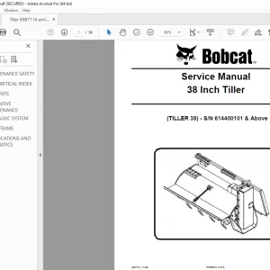 BOBCAT TILLER 38 Inch Service Manual SN 614400101 PDF DOWNLOAD