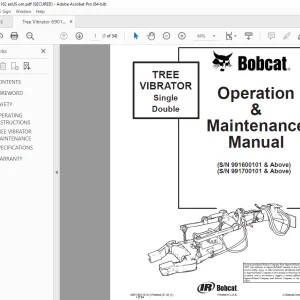 BOBCAT TREE VIBRATOR Single Double Operation & Maintenance Manual 6901162 (10–01) PDF DOWNLOAD