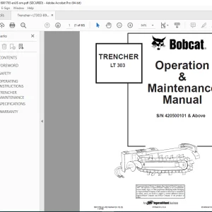 BOBCAT TRENCHER LT 303 Operation & Maintenance Manual SN 420500101 PDF DOWNLOAD