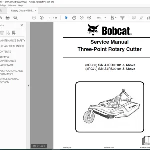 BOBCAT Three-Point Rotary Cutter 3RC60 3RC70 Service Manual 6986514 (7-09) PDF DOWNLOAD